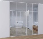 Zabudowa szklana - Białe okucia LOFT szprosy - drzwi w ościeżnicy 