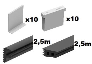 Oklinowanie i uszczelki na szkło 12,76 mm