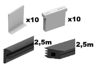 Oklinowanie i uszczelki na szkło 16,76 mm  